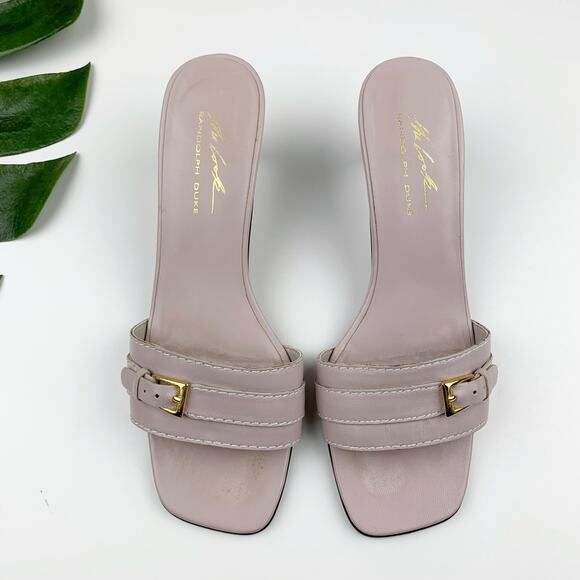 The Look Randolph Duke Sandals Slip On Pink Leather Kitten Heels Women's 6.5 - Picture 2 of 12